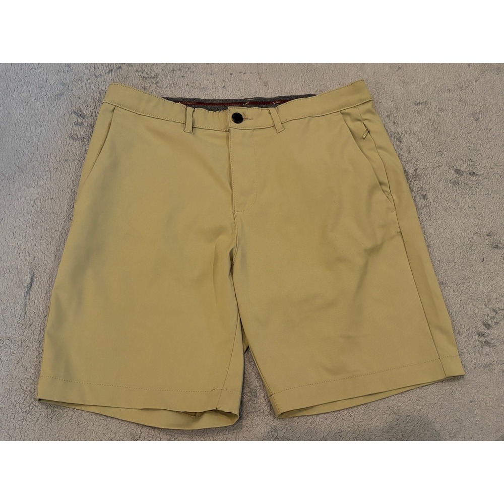 Jachs New York Mens Khaki Performance Golf Shorts Size 34 Stretch Flat Front